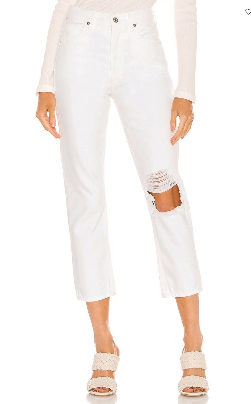 Citizens of Humanity White Straight Jeans Size 32 Ankle Busted knee $218 NEW